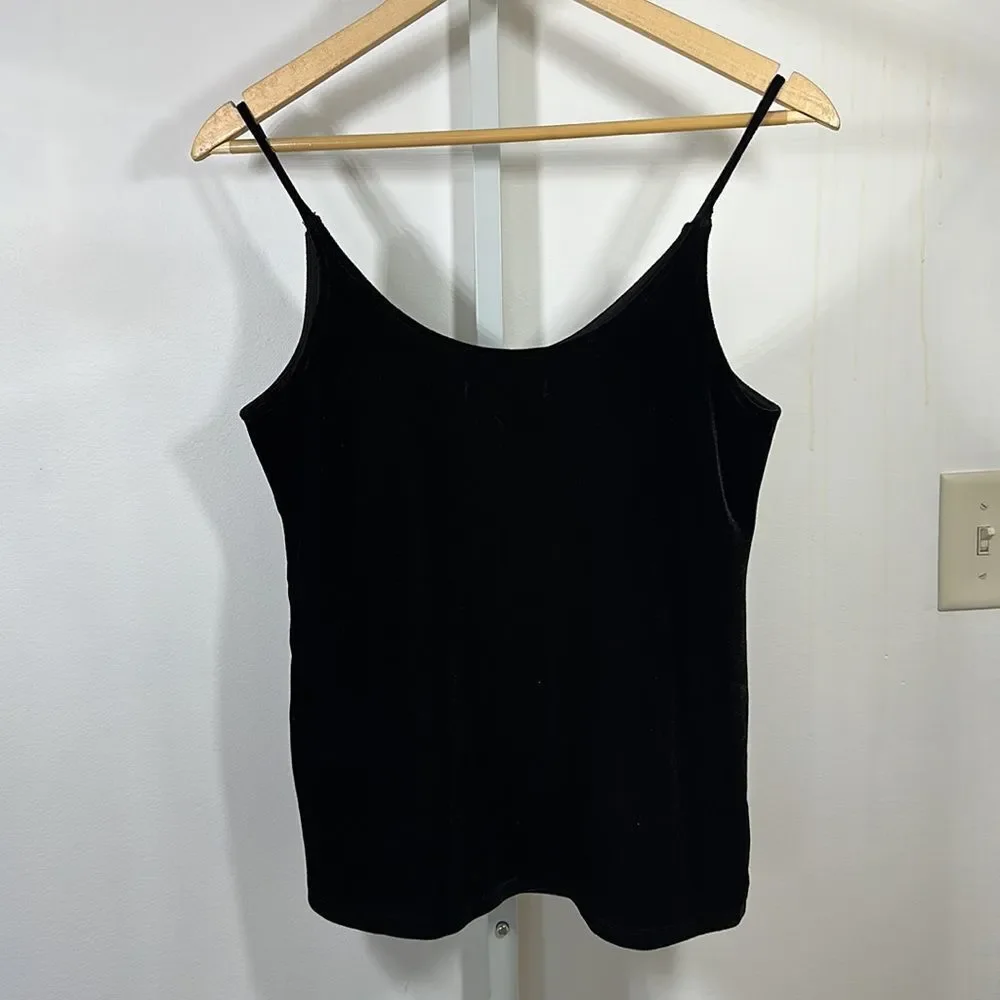 7 FOR ALL MANKIND Women’s Zip Front Velvet-Like Cami Black Size Small